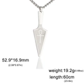 Silver Ankh arrow pendant necklace in stainless steel, 52.9x16.9mm on 60cm chain - Ankh Cross Pattern-Steel Color