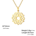 Gold stainless steel hollow lotus mandala pendant necklace with dimension measurements - Gold Cross Chain