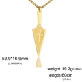 Gold stainless steel necklace with Egyptian Ankh cross and tribal arrowhead pendant - Ankh Cross Pattern-Gold Color