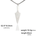 Men's stainless steel spearhead pendant necklace with wolf engraving and ball chain - Wolf Head Pattern-Steel Color