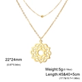 Double layered gold stainless steel necklace with round bead and 22x24mm floral pendant - Double Bead Chain - Gold