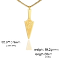 Golden punk wolf arrow pendant necklace in stainless steel with 60cm chain length - Wolf Head Pattern-Gold Color