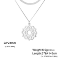 Silver stainless steel layered necklace featuring lotus mandala pendant and snake chain - Silver Double Snake Chain