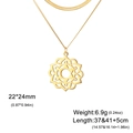 Double-layered gold stainless steel necklace with geometric mandala flower pendant - Gold Double Snake Chain