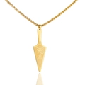 Gold stainless steel necklace featuring a polished Ankh and Eye of Horus pendant on ball chain - Eye of Horus Pattern-Gold Color