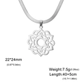 Silver geometric mandala pendant necklace in polished stainless steel with snake chain - Steel Color Snake Chain