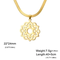 Gold hollow lotus mandala pendant necklace with snake chain for women, 22x24mm - Gold Color Snake Chain