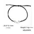 Adjustable black cord bracelet with silver baby footprint charm for women - Black Rope / Steel