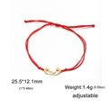 Adjustable red rope bracelet featuring gold baby footprint pendant for women - Red Rope / Gold