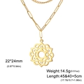 Double-layered golden stainless steel necklace with geometric mandala pendant - Paperclip Chain Gold