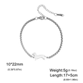 Silver stainless steel dachshund charm bracelet with adjustable chain and lobster clasp - Box Chain / Steel