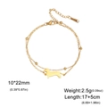 Golden double layer stainless steel dachshund dog charm bracelet with gold beads - Double-Layer Beaded Necklace / Gold