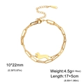 Gold stainless steel double-layered bracelet featuring a dachshund dog pendant - Double Layered Welded Chain / Gold