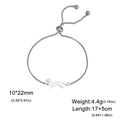 Polished silver stainless steel dachshund puppy charm bracelet with adjustable chain - Box Chain with Beads / Steel