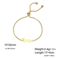 Golden dachshund pendant bracelet in stainless steel with adjustable slide clasp - Box Chain with Beads / Gold