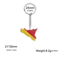 Stainless steel keychain with Sicily map pendant in red and yellow oil drip finish - Sicily Map / Sicily Italy Map - Steel Color
