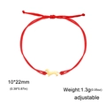 Red braided cord bracelet with golden dachshund pendant and adjustable knot closure - Red Fabric Cord / Gold