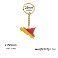 Golden Sicily map keychain with yellow and red enamel finish in stainless steel - Sicily Map / Sicily Italy Map - Gold Color