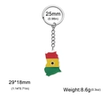 Stainless steel Ghana flag keychain with colorful drip oil enamel finish and chain - Ghana Map - Steel Color