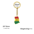 Ghana map keychain with colorful enamel flag and golden stainless steel ring finish - Ghana Map - Gold Color