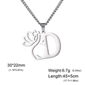 Collier en acier inoxydable argenté avec lettre D, motif lotus et visage féminin - Lettre D / Acier