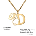 Collier en acier inoxydable doré avec pendentif lettre D, lotus et profil de femme - Lettre D / Or
