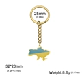 Golden Ukraine map keychain with blue and yellow enamel pendant in 32x23mm size - Ukraine National Map / Gold