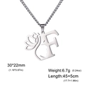 Collier en acier inoxydable avec lettre F, silhouette de femme et pendentif fleur de lotus - Lettre F / Acier