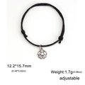 Adjustable black cord bracelet with a metallic soccer ball charm for young athletes - Black