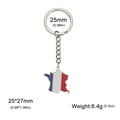 Porte-clés carte de France avec émail bleu blanc rouge et anneau en acier inox - Carte France - Ton Argent