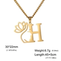 Collier en acier inoxydable doré avec lettre H, lotus et profil de visage féminin - Lettre H / Or