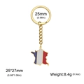 Porte-clés carte de France en acier inoxydable avec finition émail bleu blanc rouge - Carte France - Or