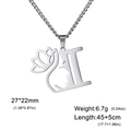 Collier en acier inoxydable argenté avec pendentif lettre L, lotus et visage de femme - Lettre I / Acier