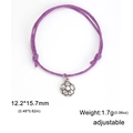 Adjustable purple braided rope soccer charm bracelet with silver football pendant - Purple