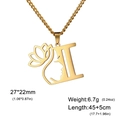 Collier en acier inoxydable doré avec lettre L, pendentif lotus et visage féminin, 27x22mm - Lettre I / Or