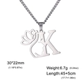 Collier argenté avec initiale K fleur de lotus et pendentif silhouette de femme pour femme - Lettre K / Acier
