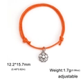 Adjustable orange braided cord soccer bracelet with silver football charm for kids - Orange