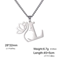 Collier lettre L lotus et visage en acier inoxydable argenté avec chaîne ajustable - Lettre L / Acier
