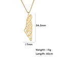 Collar mapa Israel dorado con colgante calado en hebreo e información de talla - 54.5*17mm / Mapa Hebreo (Estilo 1) - Dorado