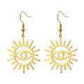 Bohemian gold sunburst earrings with evil eye hollow center for women's jewelry gift - Gold Sun Eye