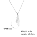 Colgante de mapa de Israel hueco en plata y acero inoxidable con medidas precisas - 46*14.6mm / Mapa de Malla Geométrica (Estilo 2) - Plateado