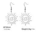 Pendientes colgantes de sol y ojo turco de plata en acero inoxidable para mujeres - Color acero