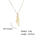 Collar con colgante del mapa de Israel en acero inoxidable dorado con diseño de malla - 46*14.6mm / Mapa de Malla Geométrica (Estilo 2) - Dorado