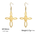 Goldene Hexenknoten Kreuz Ohrhänger aus Edelstahl mit Haken-Design für Damen Schmuck - Gold