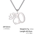Collier en acier argenté avec pendentif visage femme lotus 29x23mm et chaîne 45cm - Lettre O / Acier