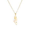 Gold Israel Palestine map pendant necklace with Arabic calligraphy and link chain - Arabic Calligraphy Map (Style 5) - Gold