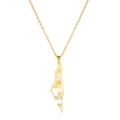 Gold Israel map necklace with mosaic pattern pendant on a thin stainless steel chain - Mosaic Plaid Map (Style 7) - Gold