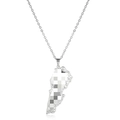 Silver Lebanon map pendant necklace with cutout patterns and polished stainless steel chain - Lebanon Map (Style 6) - Silver