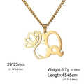 Collier lettre Q avec pendentif lotus et visage féminin en acier inoxydable doré - Lettre Q / Or