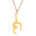 Collier de gymnastique rythmique en acier inoxydable doré avec pendentif athlète et chaîne O - Or-Gymnastique Style 7